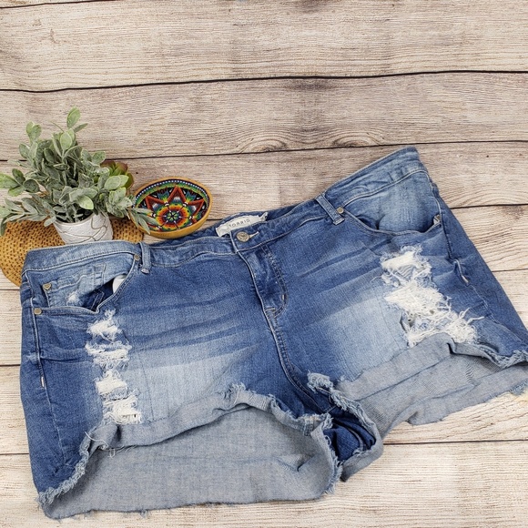 torrid Pants - Torrid Distressed Jean Shorts Sz 26 High Waist